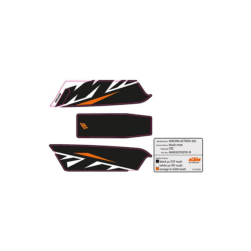 Pegatina batería KTM Macina Action 292 black/white/orange